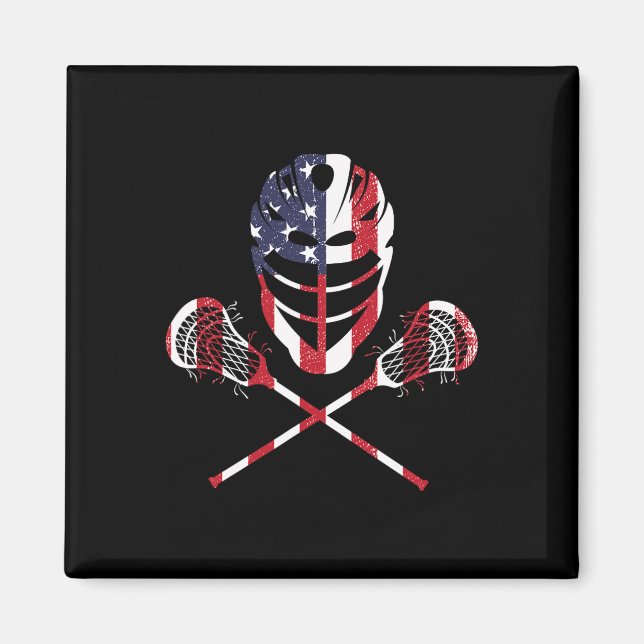 Lacrosse American Flagga Lax Helmet Sticks 4th Ju Magnet (Framsidan)