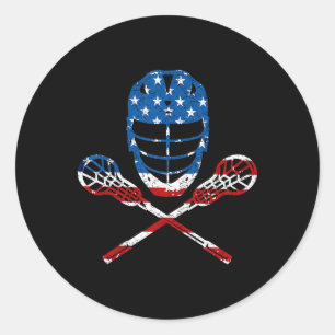 Lacrosse American Flagga Lax Helmet Sticks 4th Ju Runt Klistermärke