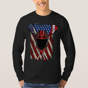 Lacrosse American Flagga Lax Helmet Sticks 4th Ju T Shirt