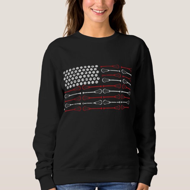 Lacrosse American Flagga Lax Mamma T Shirt (Framsida)
