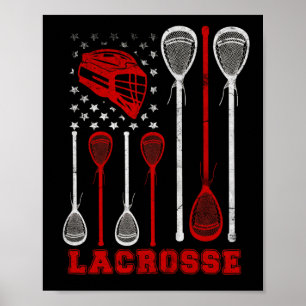 Lacrosse American Flagga Lax Sport Poster