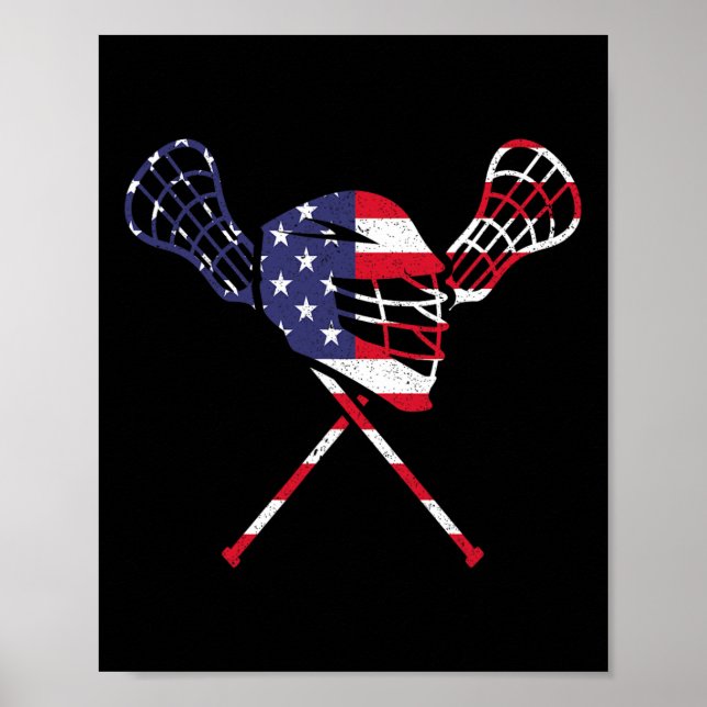 Lacrosse American Flagga Poster (Framsidan)