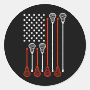 Lacrosse American Flagga - USA Patriotic Lax Runt Klistermärke