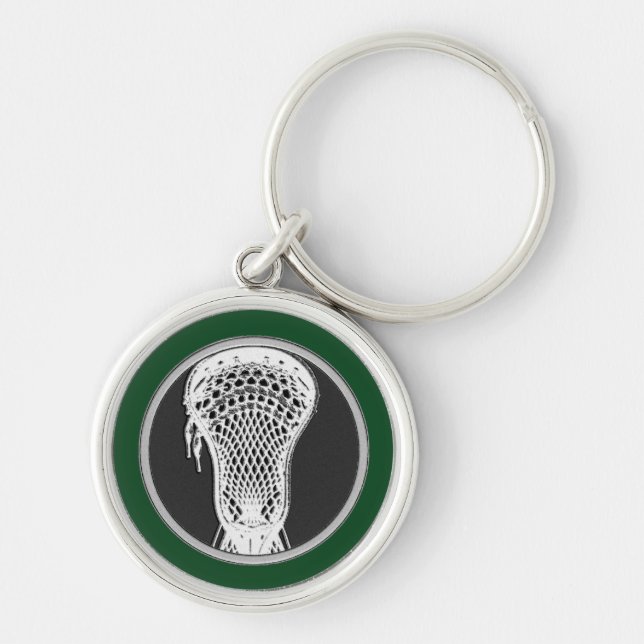Lacrosse-ärvdel Rund Silverfärgad Nyckelring (Framsidan)