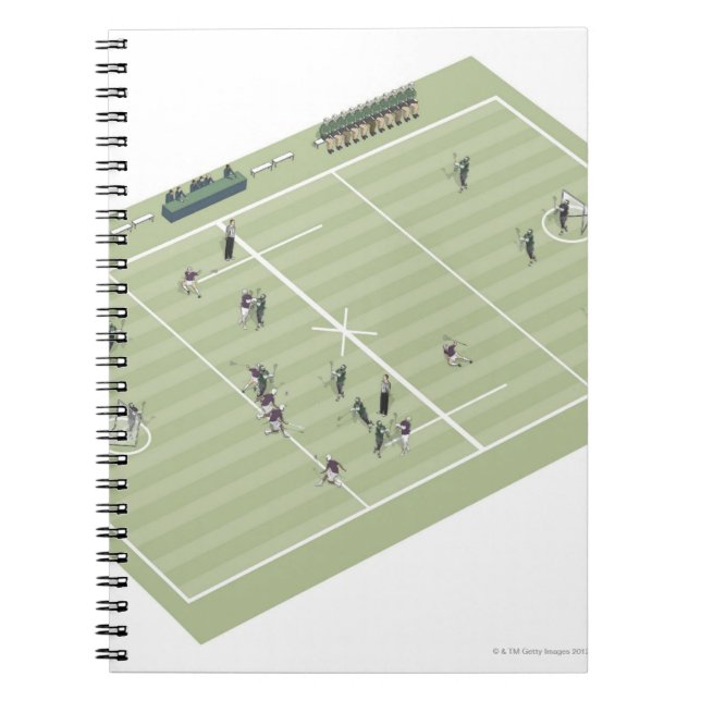 Lacrosse-beck och positioner anteckningsbok med spiral (Framsidan)