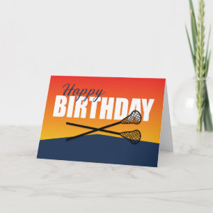 Lacrosse Birthday on Blue and Orange Idrottsman Kort