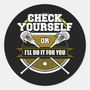 Lacrosse Check Yourself Lacrosse Runt Klistermärke