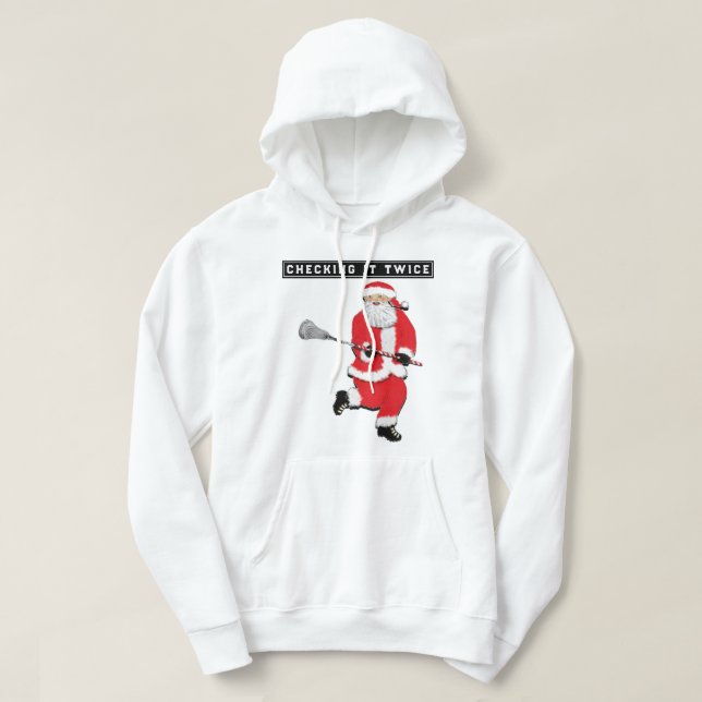 Lacrosse checkar det två gånger T-Shirt Hoodie (Design framsida)