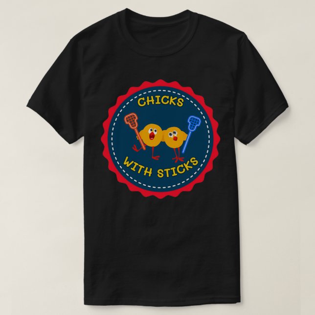 Lacrosse-Chickar med Sticks 2 T Shirt (Design framsida)