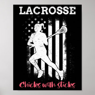 Lacrosse-Chickar med sticks lacrosse Poster