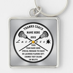 Lacrosse Coach Gifts, Personlig Lacrosse Fyrkantig Silverfärgad Nyckelring