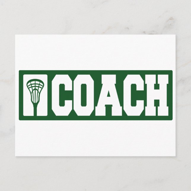 Lacrosse Coach - grönt Vykort (Framsida)