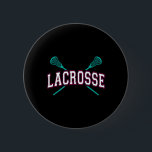 Lacrosse Crossed Sticks Lax Girly Rosa Head G Knapp<br><div class="desc">Lacrosse Crossed Sticks Lax Girly Rosa Head Girl</div>