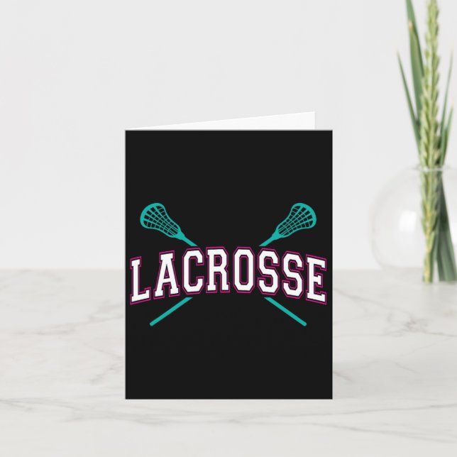 Lacrosse Crossed Sticks Lax Girly Rosa Head G Kort (Framsida)