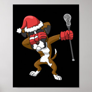 Lacrosse Dabbing Boxer Hund lax jul Sports Poster