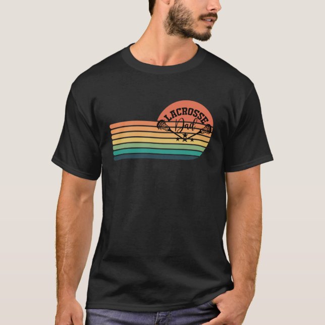 Lacrosse Dad Sunset Rainbow T Shirt (Framsida)