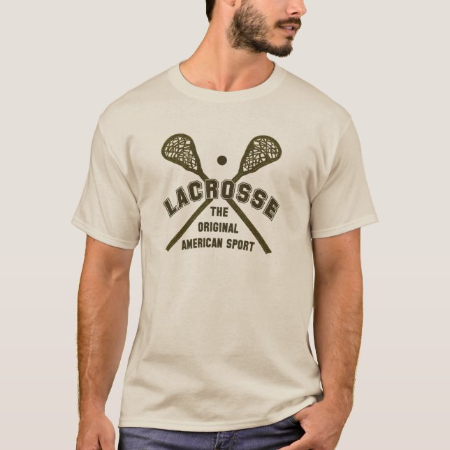Lacrosse den original- amerikansporten t shirt (Framsida)