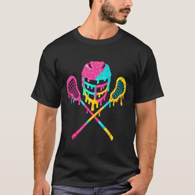 Lacrosse Drip Lax Helmet Ice Cream Sticks T Shirt (Framsida)