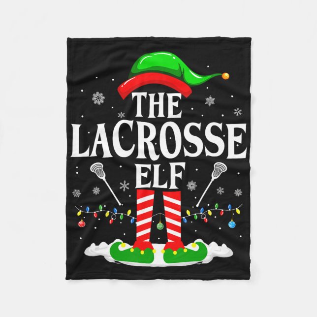 Lacrosse Elf Funny Matching Julafton Lacrosse Chri Fleecefilt (Framsidan)