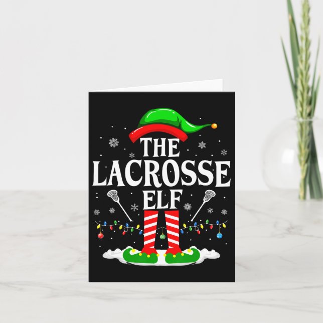 Lacrosse Elf Funny Matching Julafton Lacrosse Chri Kort (Framsida)