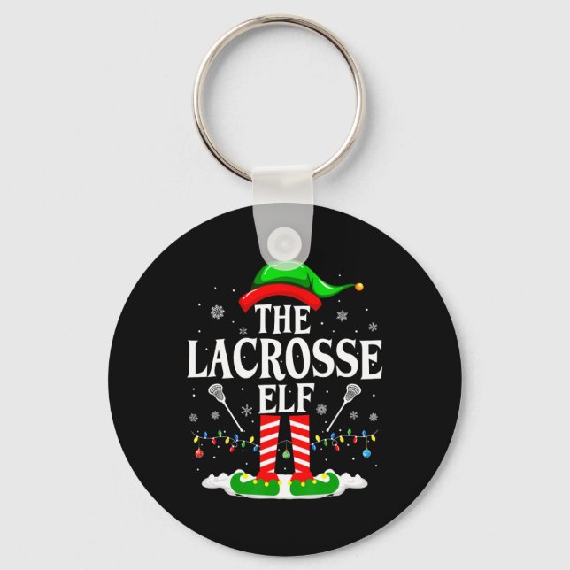 Lacrosse Elf Funny Matching Julafton Lacrosse Chri Nyckelring (Framsida)