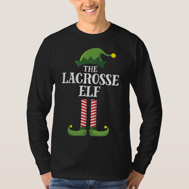 Lacrosse Elf Matching Family Group jul Party T Shirt (Framsida)