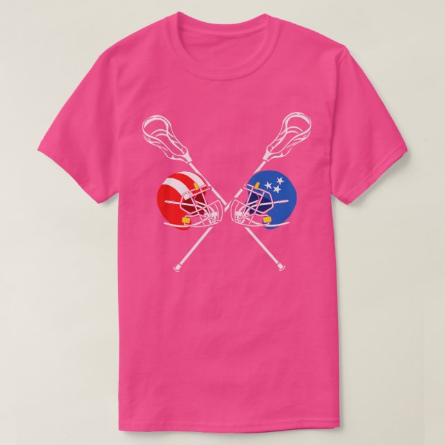 Lacrosse Flagga Helmet Sticks 4 juli T Shirt (Design framsida)
