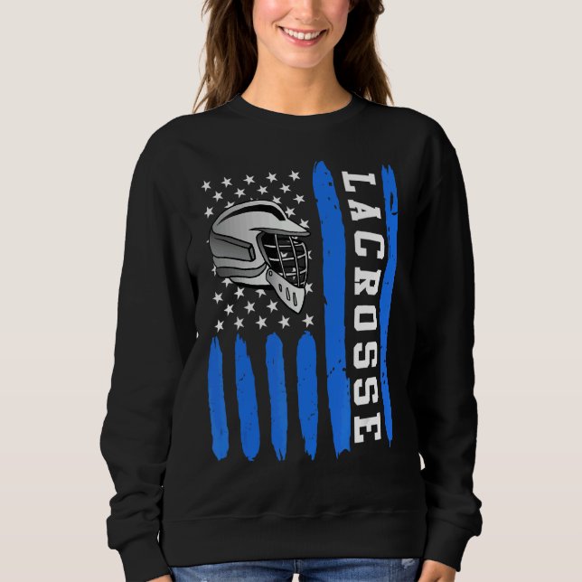 Lacrosse Flagga Us Lacrosse Player 1 T Shirt (Framsida)