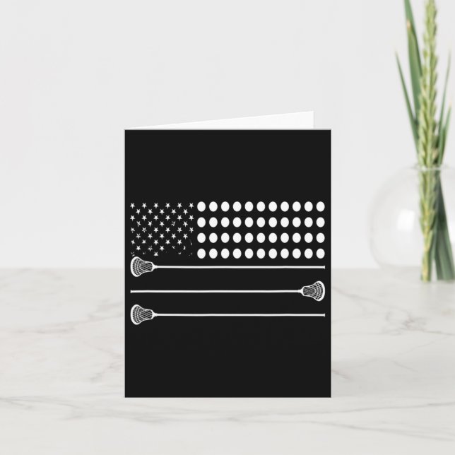 Lacrosse Flagga Usa - Funny Lax Player Kort (Framsida)