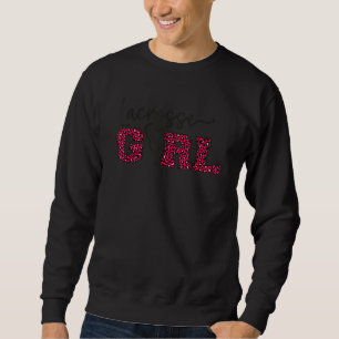 Lacrosse Girl Leopard Print Lax Sports Cute Laxer Lång Ärmad Tröja