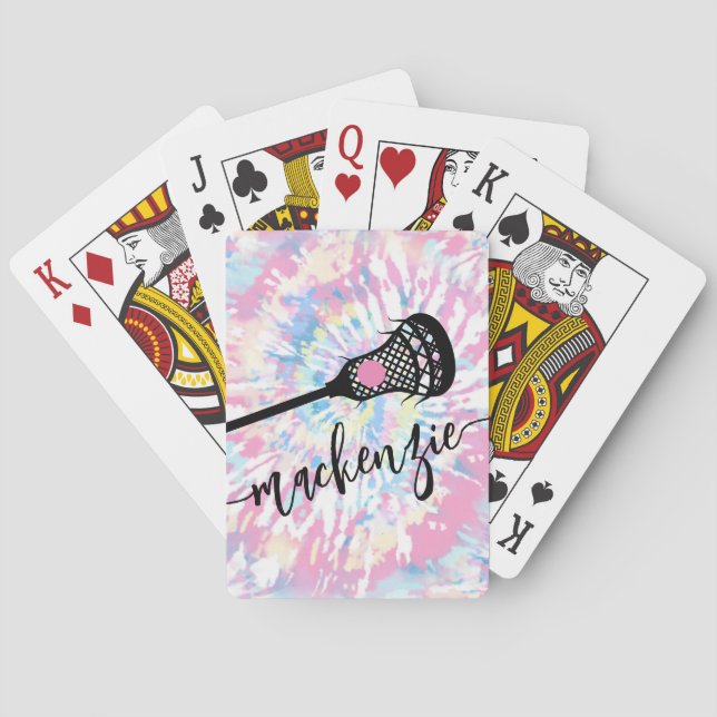 Lacrosse Girl Women Personlig Namn Rosa Casinokort (Baksidan)