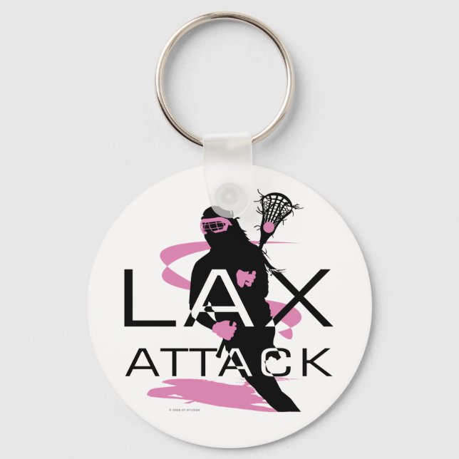 Lacrosse Girls LAX Attack Rosa Nyckelring (Framsida)