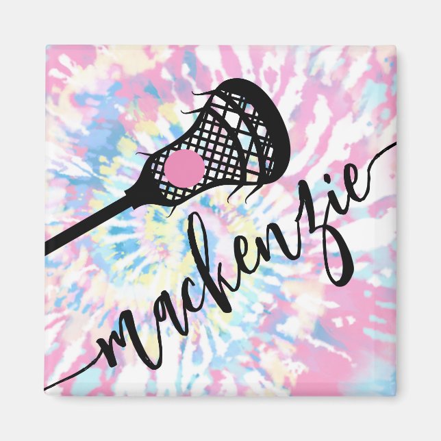 Lacrosse Girls Sports Tie Dye Fridge Locker Magnet (Framsidan)