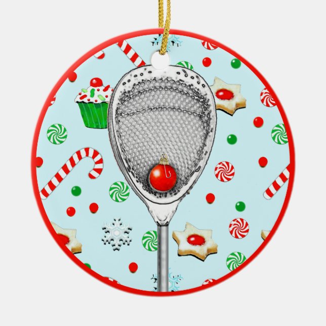 Lacrosse Goalie Collecsible 2025 Julgransprydnad Keramik (Framsidan)