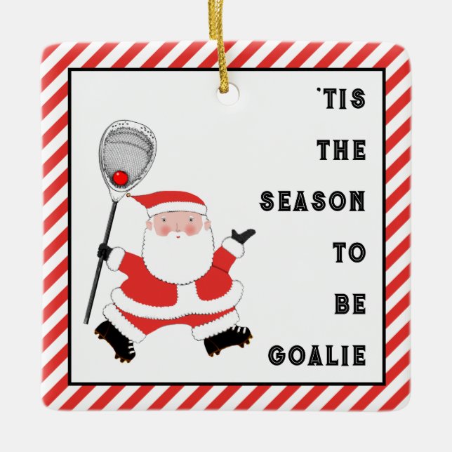 Lacrosse Goalie Helgdag Gift Ceramic Ornament (Framsida)