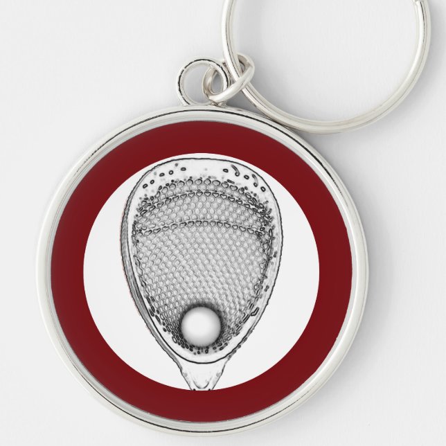 Lacrosse Goalie Keychain Rund Silverfärgad Nyckelring (Framsidan)