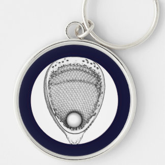 Lacrosse Goalie Keychain Rund Silverfärgad Nyckelring