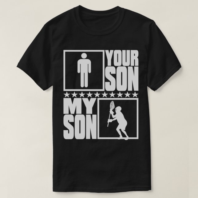 Lacrosse Goalie Mamma eller Pappa Gift Min son mot T Shirt (Design framsida)