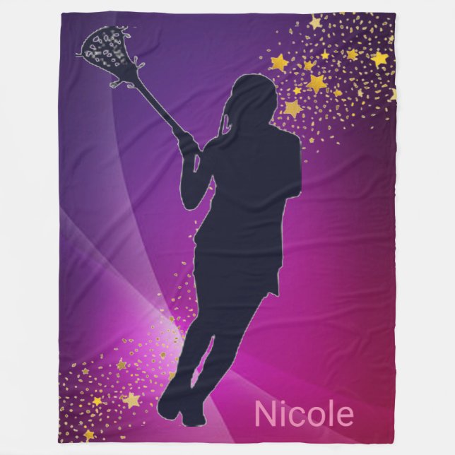 Lacrosse Gold Stars lila flygvantarvblankett Fleecefilt (Framsidan)