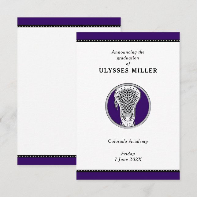 Lacrosse-händelsemeddelande Inbjudningar (Fram/baksida)