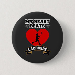 Lacrosse Heart Female Player Sport Passion Kärlek Knapp
