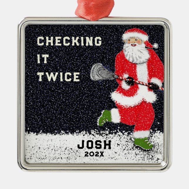 Lacrosse Helgdag Gifts Julgransprydnad Metall (Framsidan)