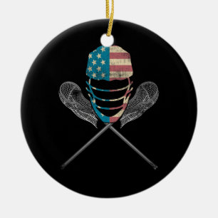 Lacrosse Helmet och Sticks Julgransprydnad Keramik