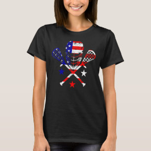 Lacrosse Helmet Sticks American Flagga 4:e juli L T Shirt