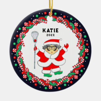 Lacrosse Holiday Gift Ceramic Ornament