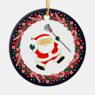Lacrosse Holiday Present Keramisk Ornament
