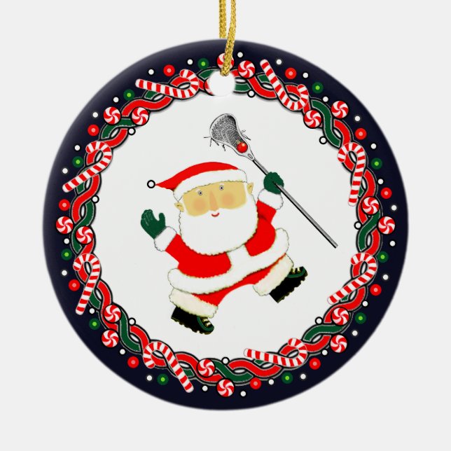 Lacrosse Holiday Present Keramisk Ornament (Framsidan)