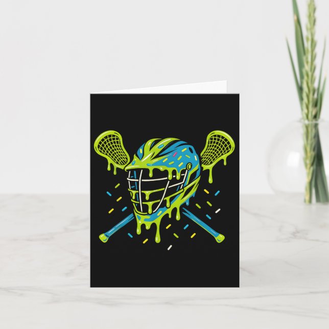 Lacrosse Ice Cream Drip Lax Boys Helmet Stick Yout Kort (Framsida)
