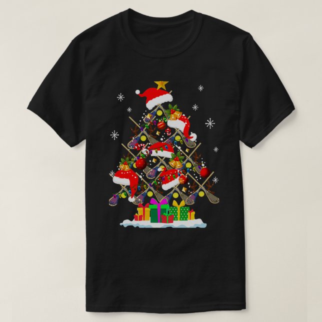 Lacrosse jul Santa Hat Pajama Julafton Sports Pl T Shirt (Design framsida)