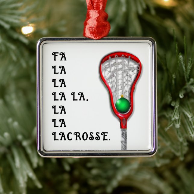 Lacrosse julpresent keepsakegåva julgransprydnad metall (Träd)